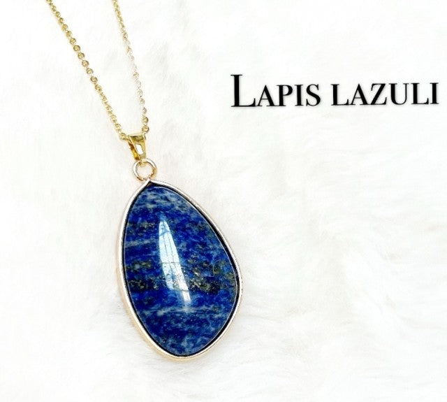 Nye, vakre BlÅ Lapis Lazuli Designkjeder, Gold Electroplated - 30x20mm Tear Drop Design