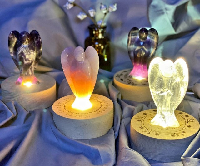 CRYSTAL ANGEL STONE LAMP, 70 - 80mm