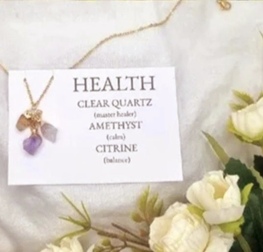 NYTT 3 PACK RAWSTONE KJEDER , HEALTH ( Ametyst, Clear Quartz, Citrine )