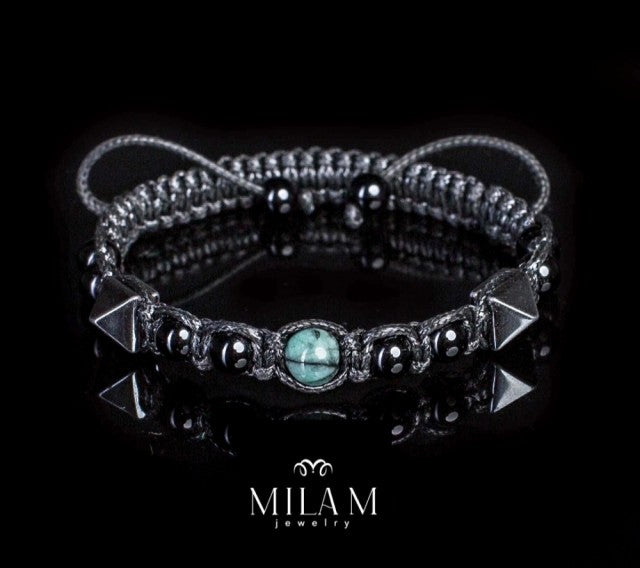 KAMPANJE / Trendy og Exclusivt Shambhala ArmbÅnd , African Emarald, Blue Tigereye, Hematite, Sort Turmaline