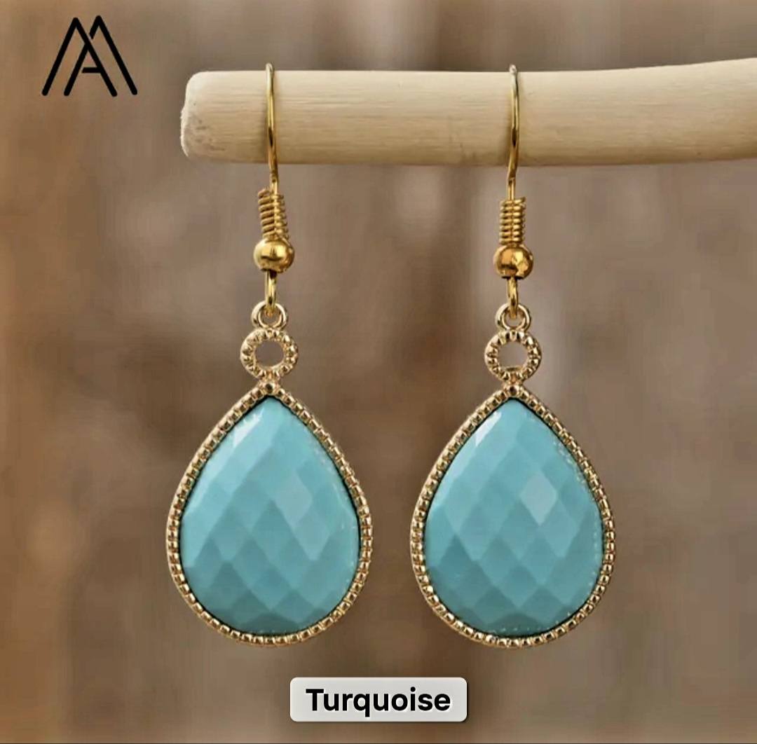 Nytt MICCI Design Classic Drop Øredobber - Turquoise & Gold Electroplated