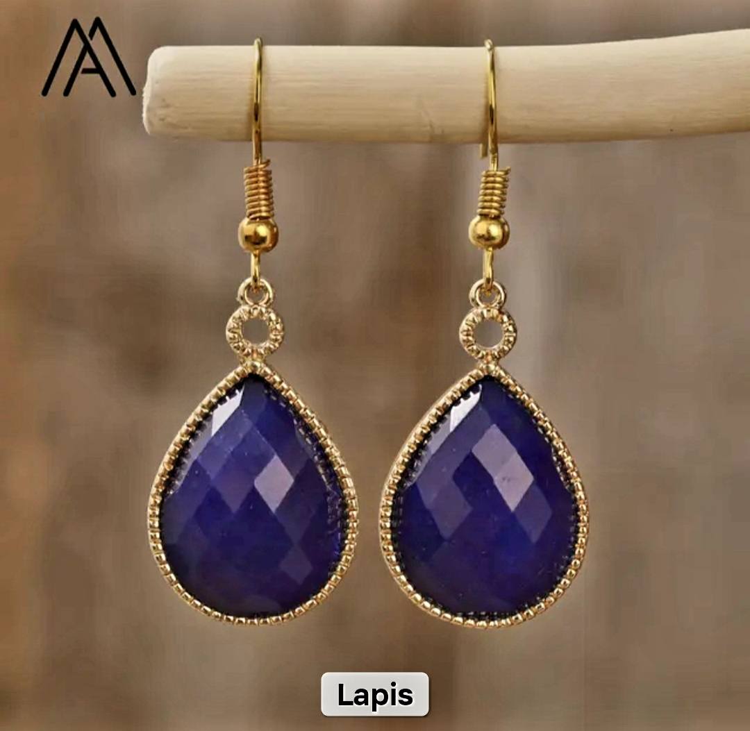 Nytt MICCI Design Classic Drop Øredobber - Lapis Lazuli & Gold Electroplated