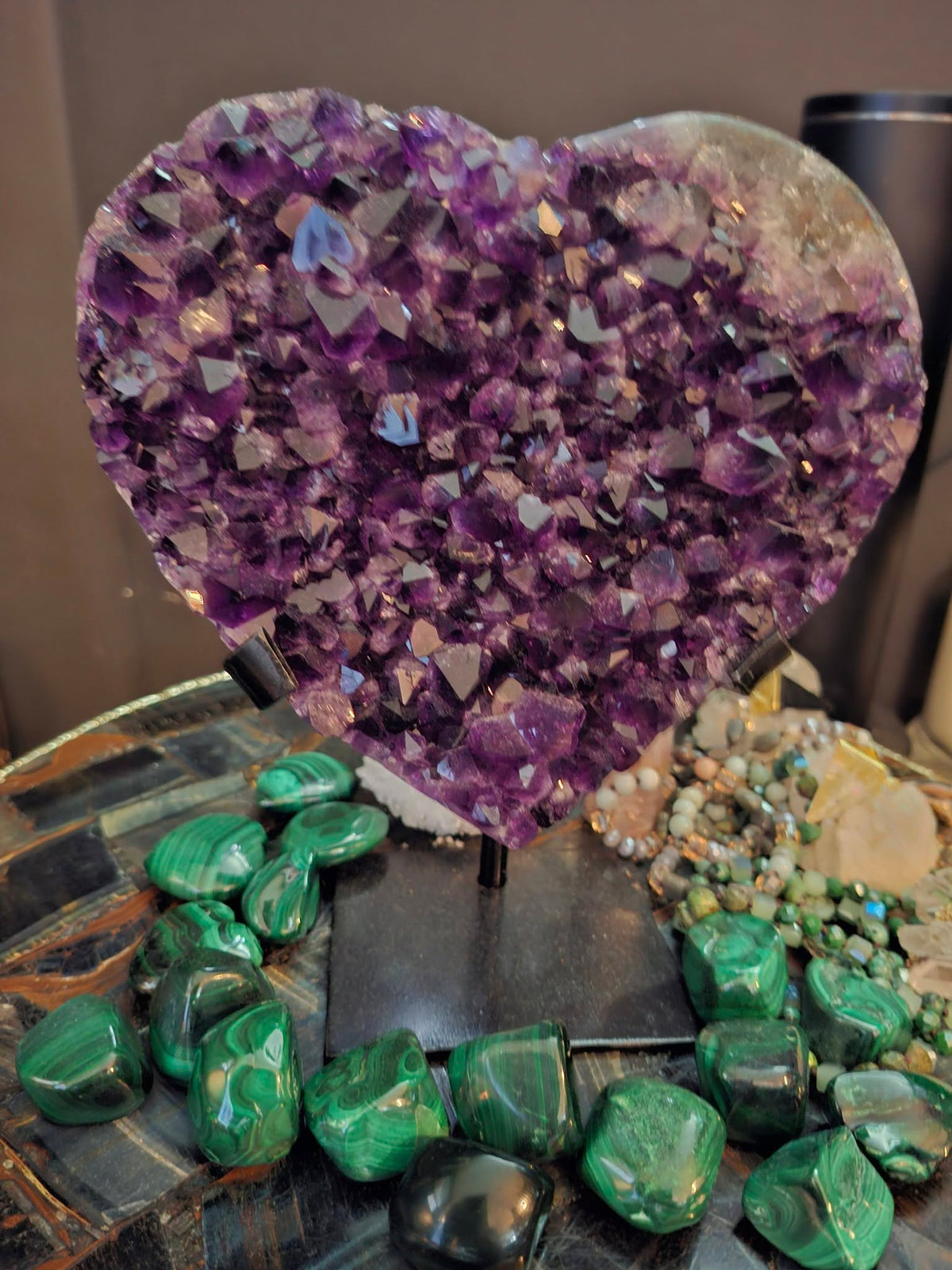 Månedens Utvalgte / A grade Uruguay Amethyst Stone Heart, Large Crystal Heart Carving, Unique Piece, HST0293, 20x17cm - 1.7KG