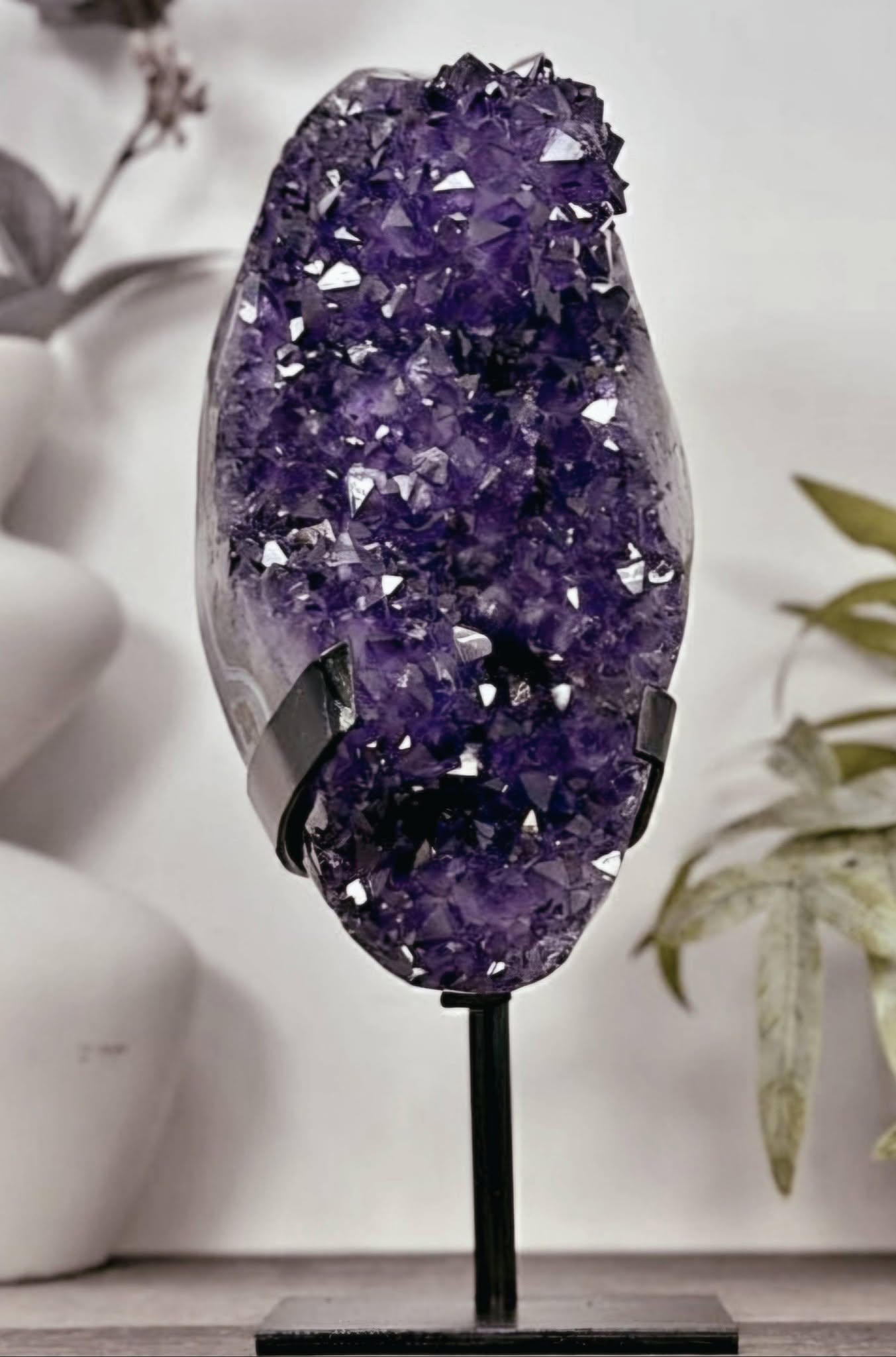 Natural Top Grade Amethyst Cluster on Metal Stand for Home Decor - MWS3169, 28x12x10cm, 3.6kg