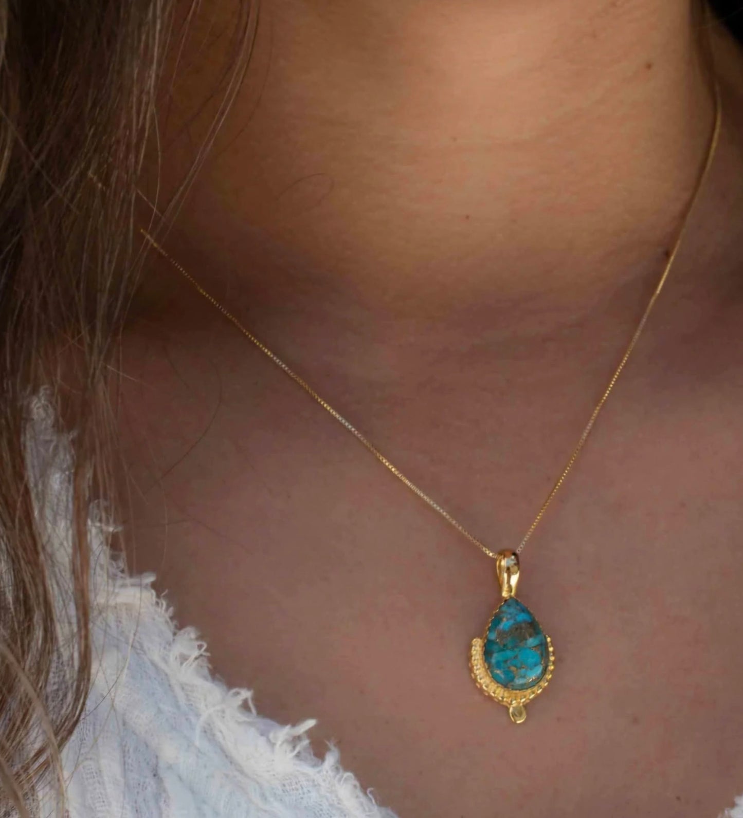 MARESHIA Designkjede Copper Turquoise, 18K Goldplated over Sterling Silver