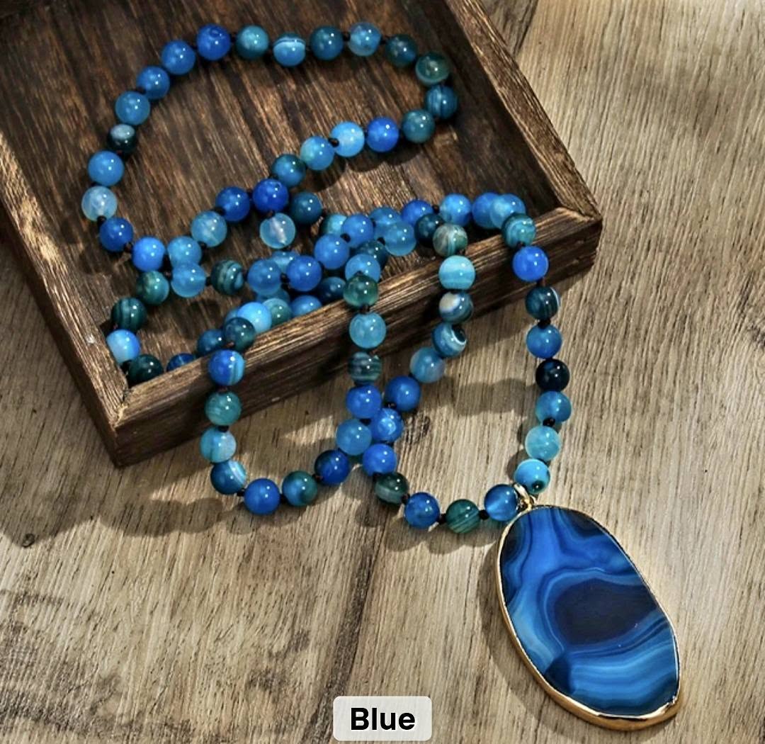 NEW LONG AGATE MALAKJEDE ( 80cm ), Blue