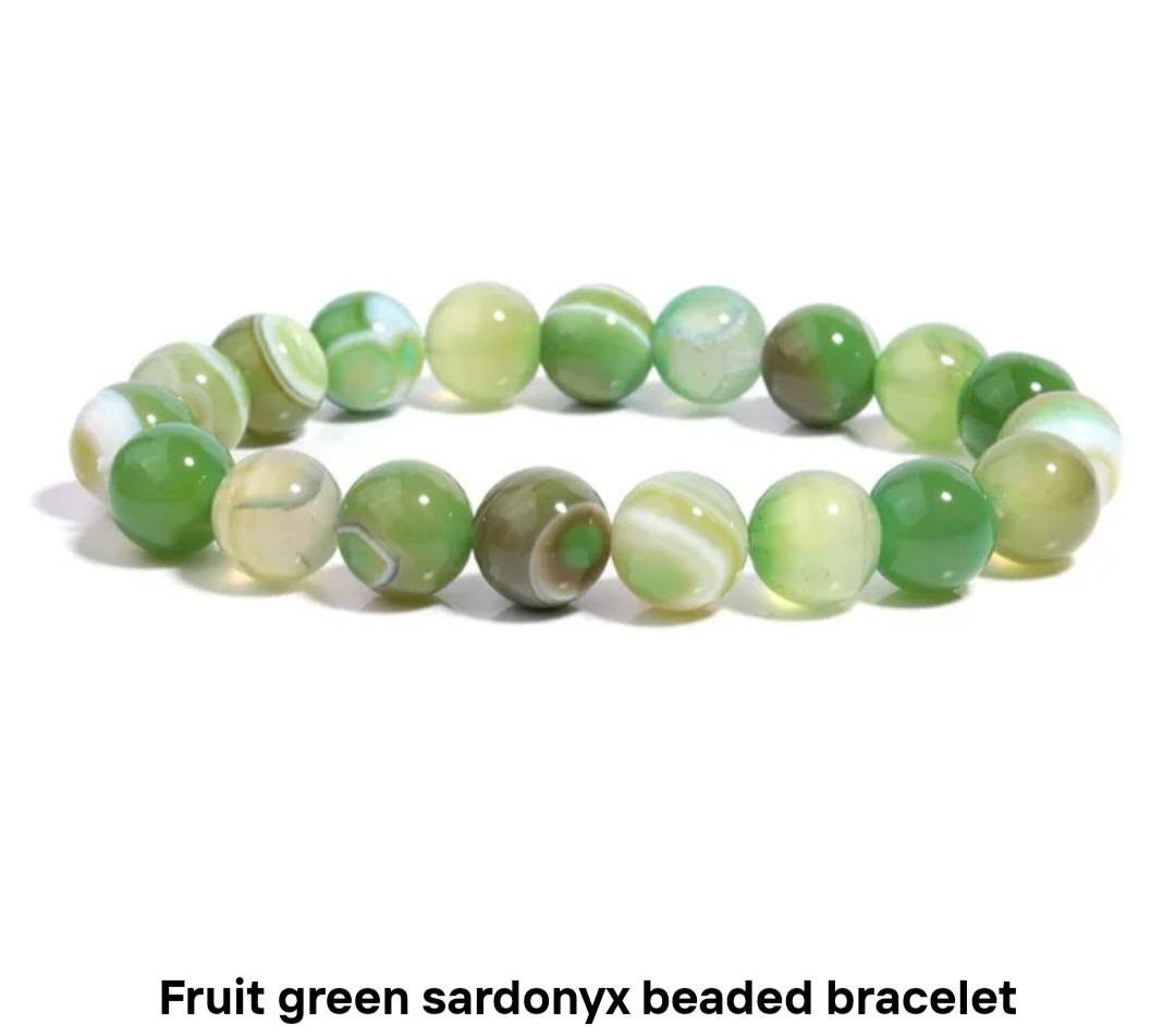 Nye fleksible 10mm Fruit Green SARDONYX Armbånd