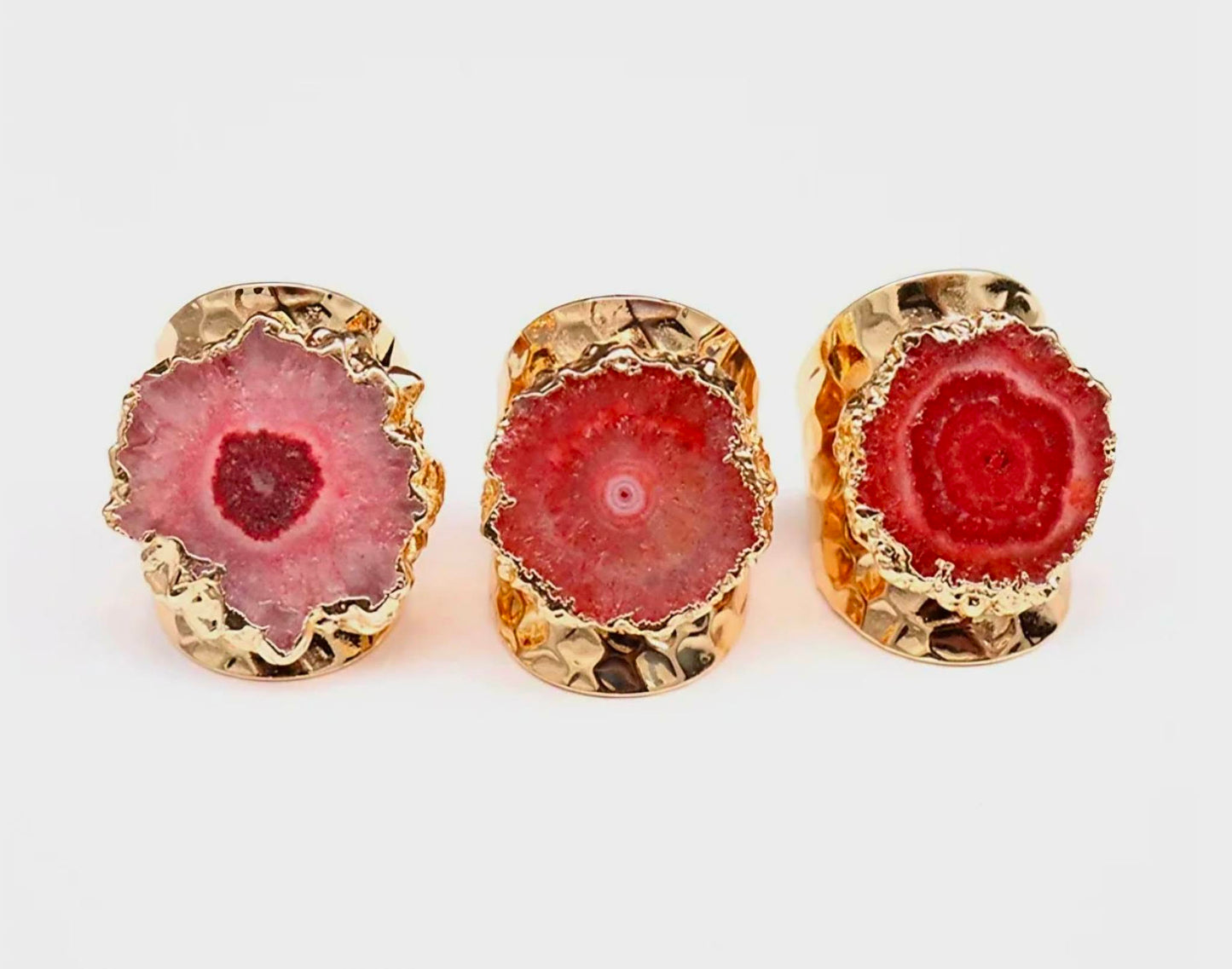 Fashion Ring natural Solar Orange Quartz, Gold Electroplated, Justerbar