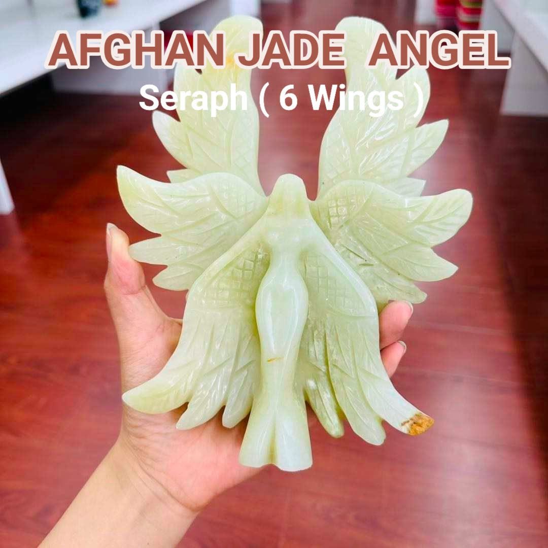Ny, XL Seraph JADE Engel, 20cm, ca 1kg - 6 wings, stand alone