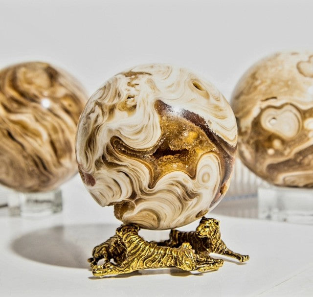 Natural Amber Agate Geode Sphere, 50 - 60mm