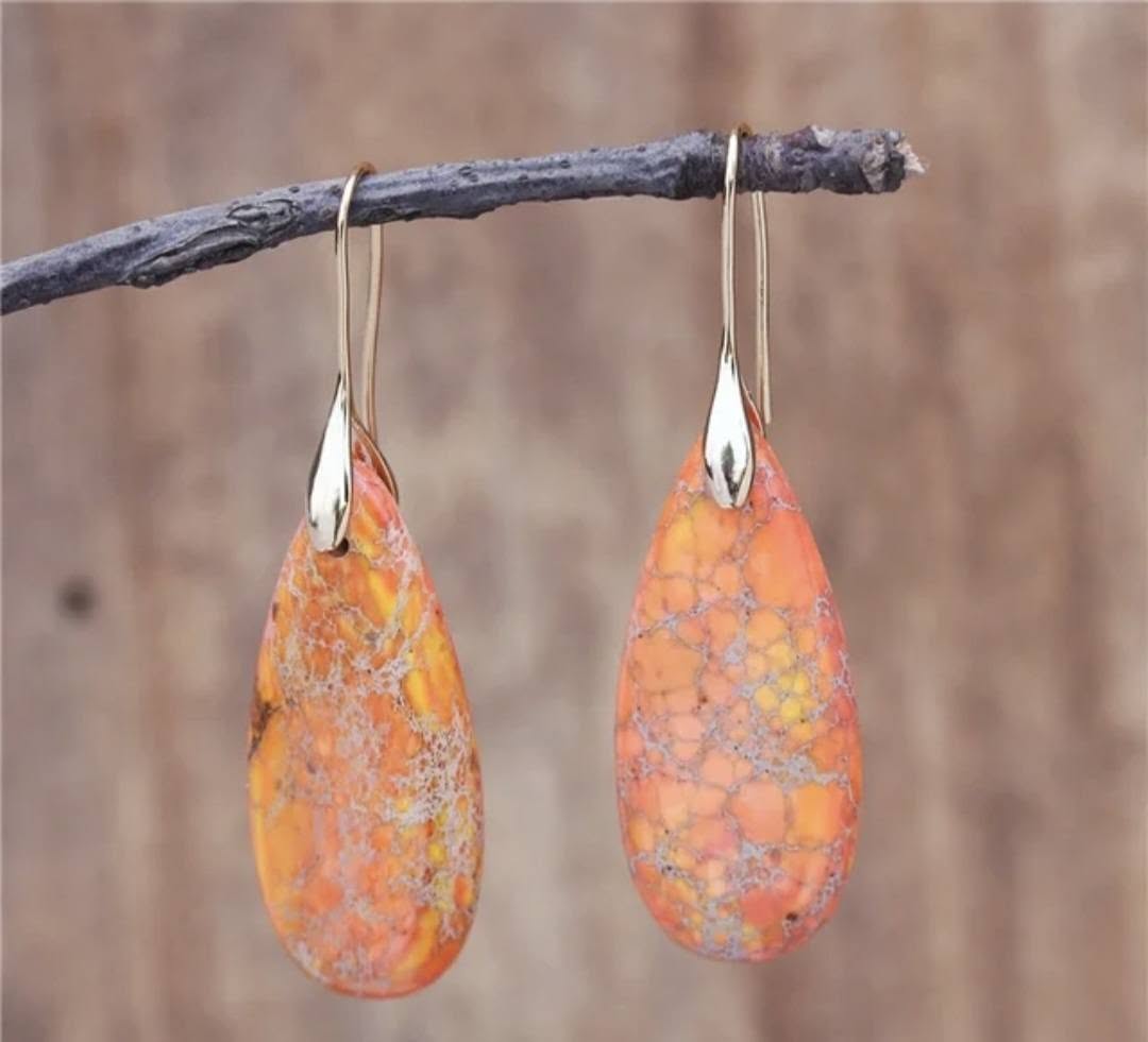 Nye, MICCI Design Bohemian Imperial Jasper Øredobber, Gold Plated