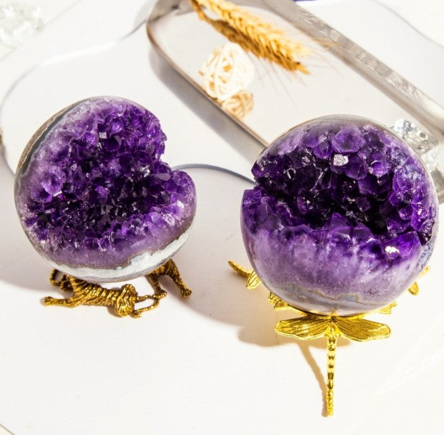 Natural Deep Purple Uruguay Amethyst Geode Sphere, 50 - 60mm