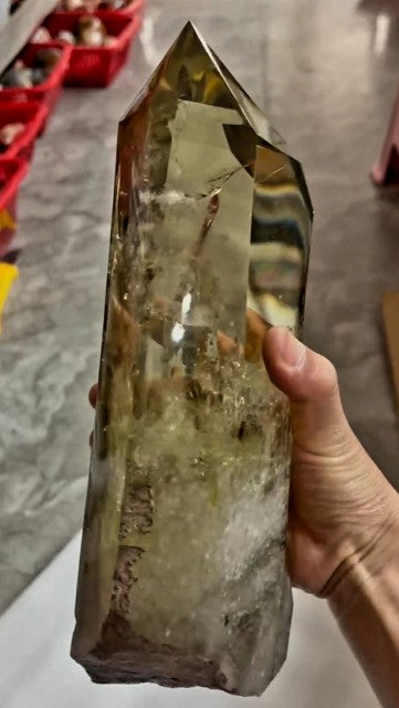 XXL CITRINE Quartz i AA Kvalitet, ca. 2.0kg - ca. 20cm w/wooden Base