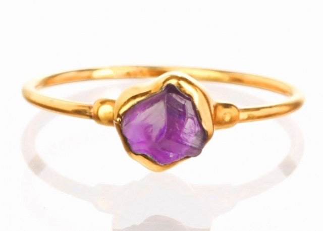 Ny, hÅndlaget rustik Art Deco 4 - 10mm Ametyst Ring , gull, rosegull, sølv electroformed kobber