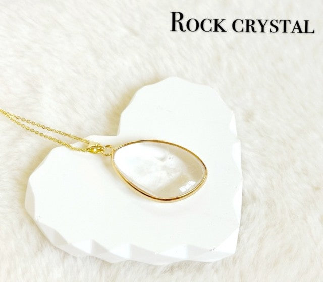 Nye, vakre Clear Quartz Designkjeder, Gold Electroplated - 30x20mm Tear Drop Design