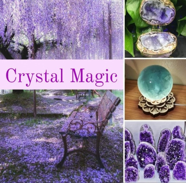 MAGIC CRYSTAL PACK * White Geode Jewelry Box * Uruguay Freeform Geode * Fluorite Green Sphere w/ledbase