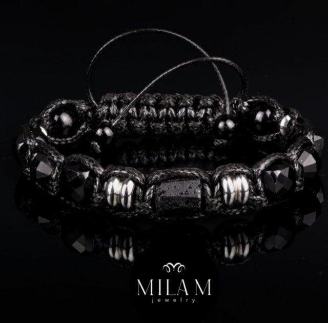 Trendy og Exclusivt Shambhala ArmbÅnd, Black Turmaline Unisex og justerbare