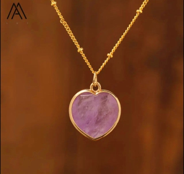 Small Hearts Designkjede 16x16mm - Gold Electroplated - Light Ametyst