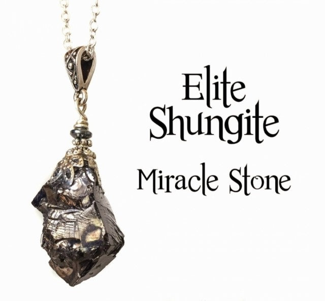 Nye, hÅndlagede Raw Shungite Anheng m/kjede , Silverplated..