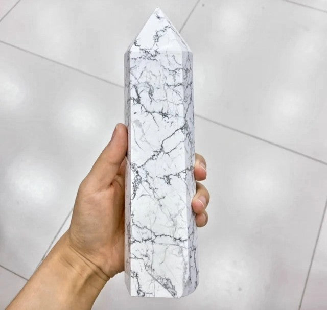 Stor XL Hvit Howlitt TÅrnkrystall, 18 - 20cm