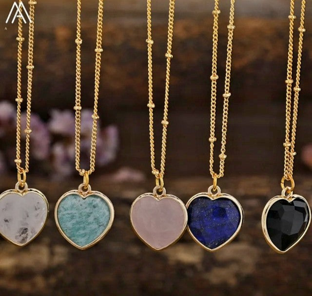 Small Hearts Designkjede 16x16mm - Gold Electroplated - Dark Ametyst