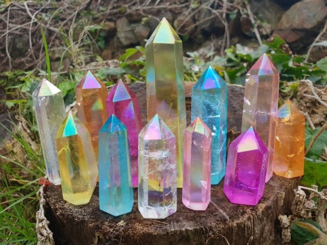 Aurakvarts TÅrnkrystall , Gul Large 8 - 10 cm