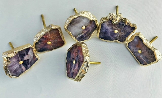 Vakre Ametyst Gold Electroplated knotter , 6 pack, 40x50mm