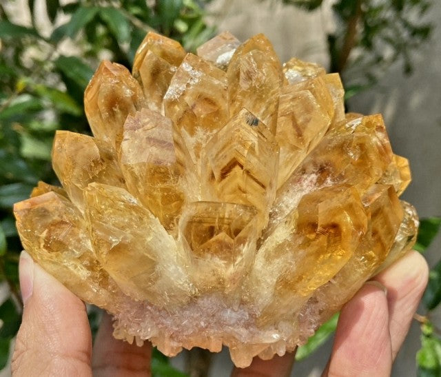 Large Klar Gul mineralkvarts Cluster krystalldekorasjon, ca. 700gram