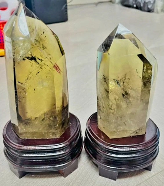 Nye, store Citrine ( Heated ) Tårnkrystaller, ca 15 - 18cm, inntil 1kg