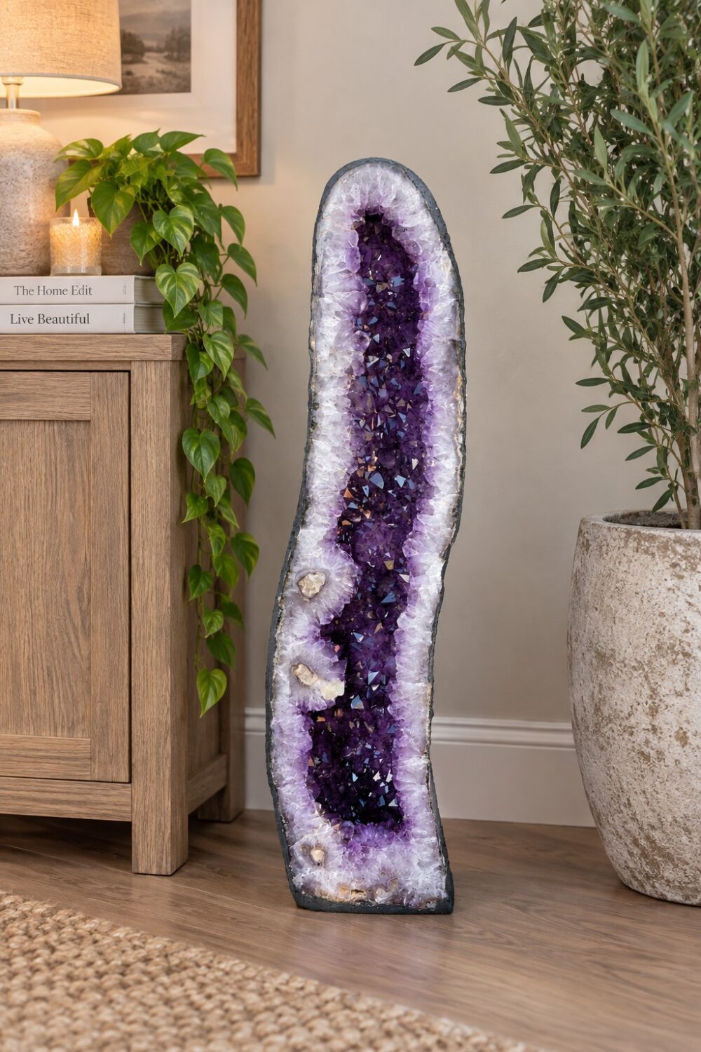 Very Tall Brazilian Amazonian Amethyst Crystal Geode 1212 Premium Queen Grade 57kg – H91xW23xD25cm