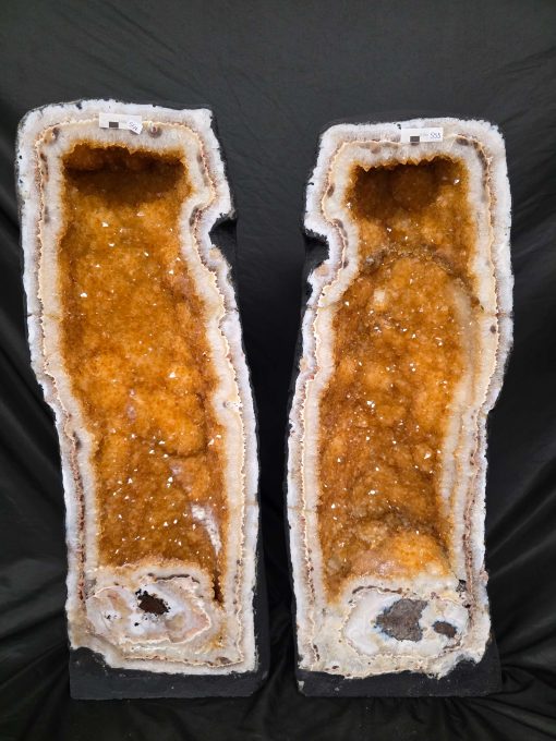 Tall Citrine Geode PAIR 554-555 Crystal Cluster Druzy Premium Grade 42kg each H66xW24xD20cm