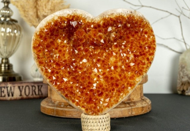 Eksklusivt Druzy Premium Quality AA+ Citrin Hjerte fra Brasil , ca. 2.5kg og 23x19cm