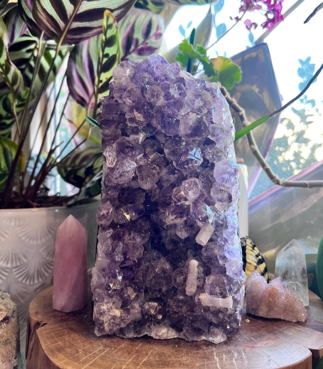 Special XXL large / Stor Ametyst RÅ Kvarts Cluster Lampe fra Brasil, ca. 4 - 5kg m/ledlys