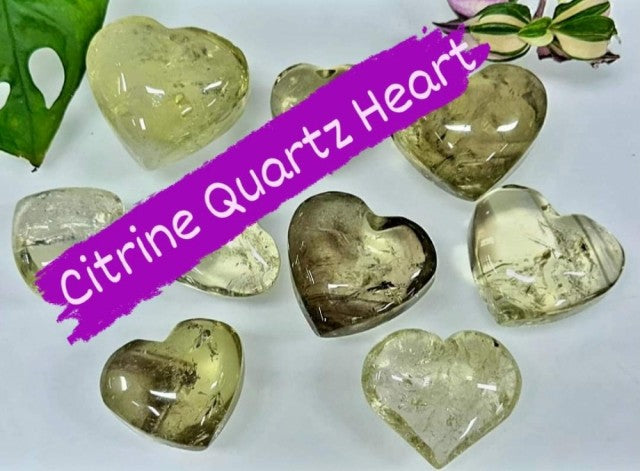 Supervakker Citrine ( Heated ) Quartz Hjertesten ( 35 - 40mm )