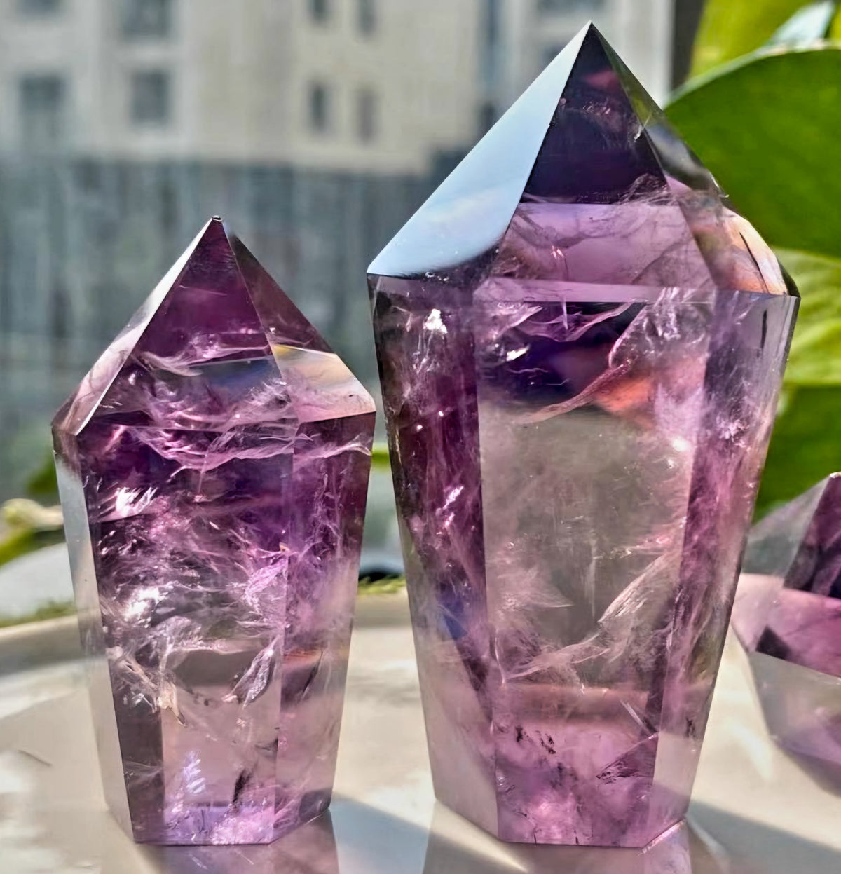 Vakre, High Quality Clear Purple Uruguay Ametyst Tårnkrystaller, 100 - 150gram, Large