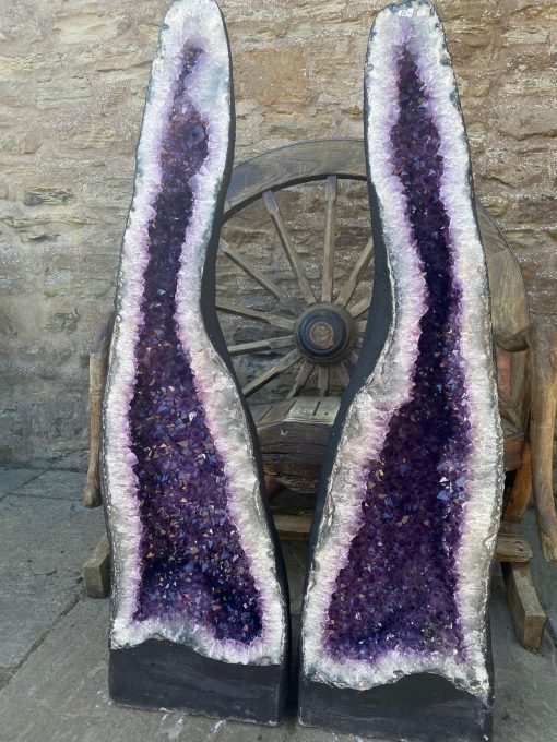 HUGE AMAZONIAN Very Tall Amethyst Crystal Geode PAIR 101 & 102 Premium Queen Grade 124kg each – H133xW37xD31cm