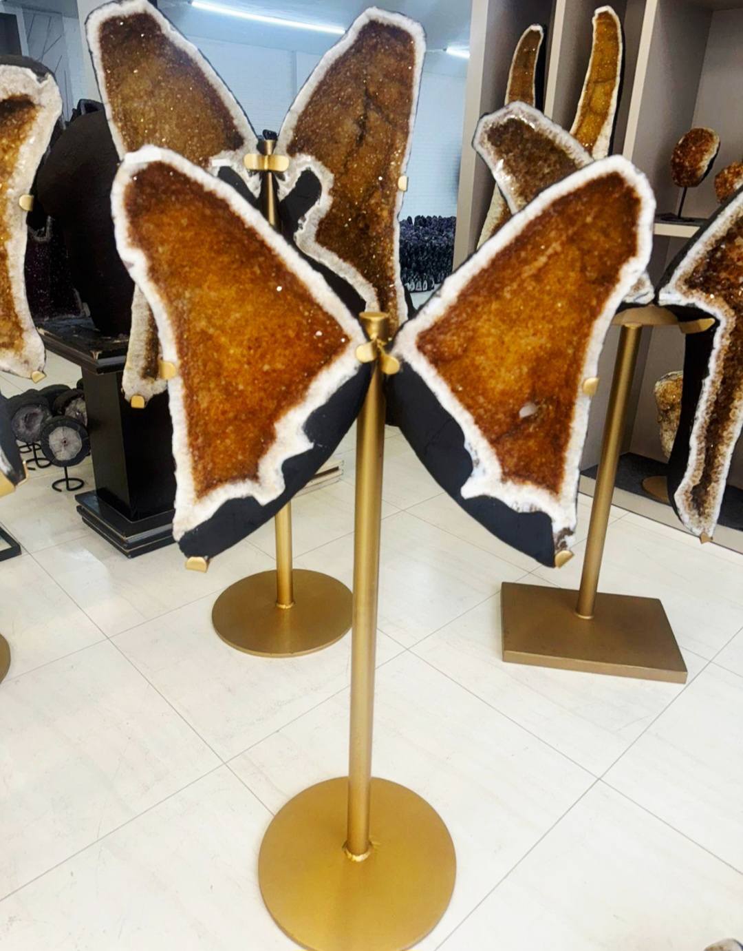 Eksklusiv Brazilian Citrine ( Heated ) Butterfly Angel Wings 69x56cm - 48kg. AAA+ Kvalitet