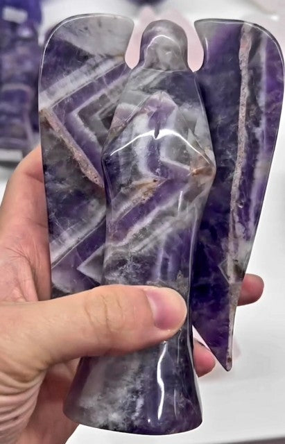 Ekstra stor og vakker Large Ametyst Chevron Engel , ca 15cm