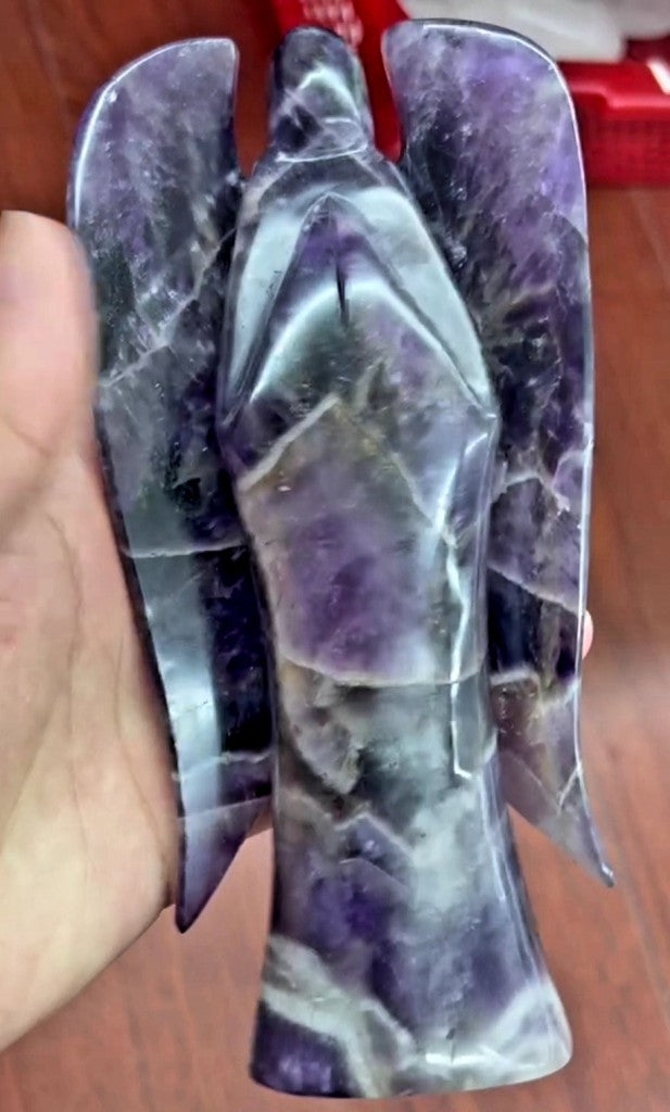 Ekstra stor og vakker XL Ametyst Chevron Engel , ca 18cm