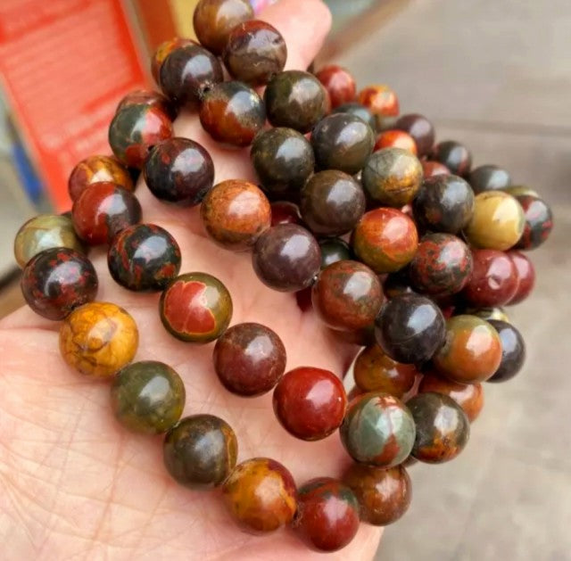 Enkelt og fleksibelt steinarmbÅnd, Picasso Jasper