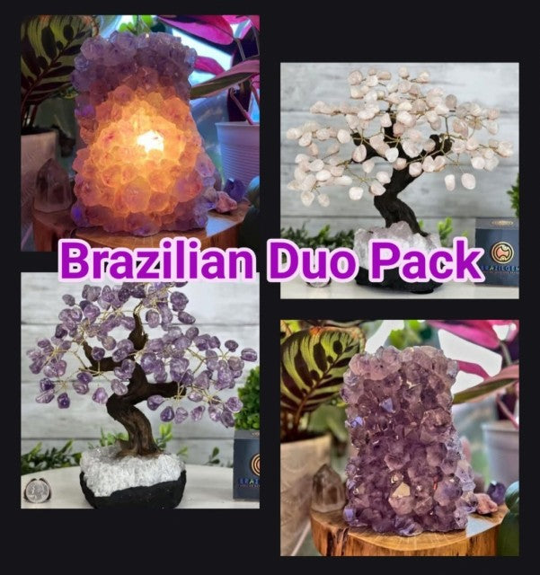 SUPERDEAL BRAZILIAN 7KG AMETYST CRYSTAL DUO PACK ( XL Cluster Led Lamp + Crystal Tree )