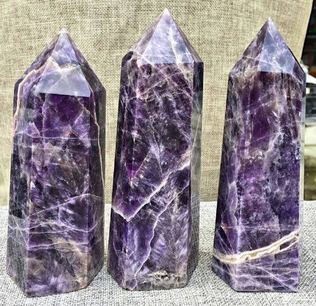 Stor XL Ametyst Chevron TÅrnkrystall, 18 - 20cm