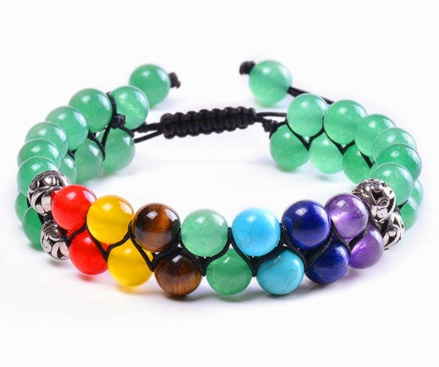 Nye Merkaba Chakra armbÅnd med Grønn Aventurin ,2 rader justerbar, 8mm kuler