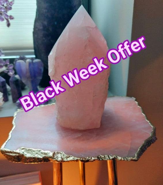 Exclusive Black Week Offer ( Rose Quartz Sidetable + Raw Rose Quartz ledlamp )