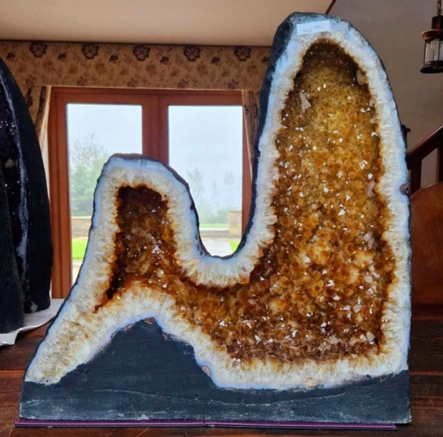 Tall Citrine Geode 447 Crystal Cluster Druzy Premium Grade 44.38kg H52xW52xD20cm