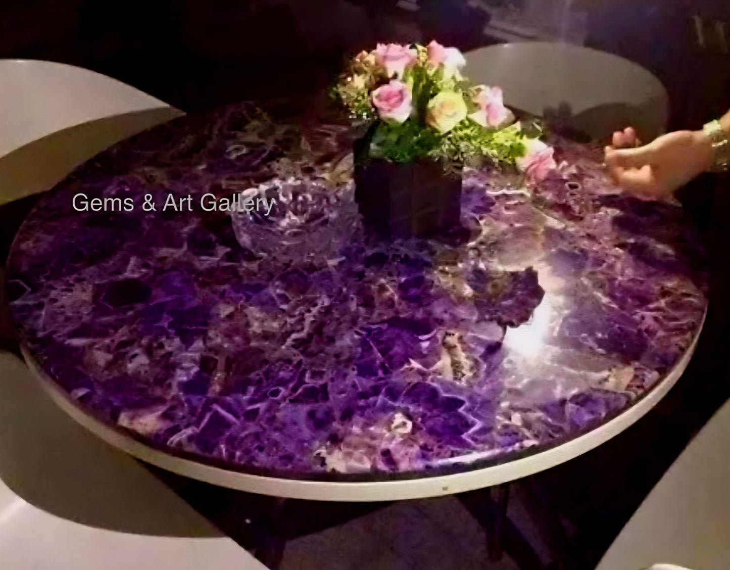 UNIQUE NATURAL STONE HOME DECOR, QUARTZ - Diningtable / Spisebord Tabletop, Round 75x75cm