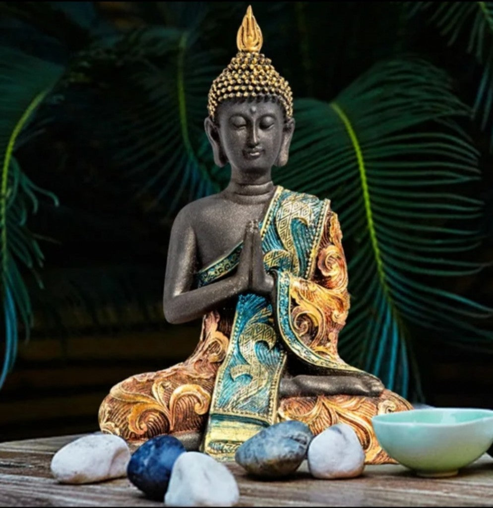 Handmade Meditation Thai Buddha Statue | Display Ornament Decoration | 20x14x9cm - * Lightweight - Resin