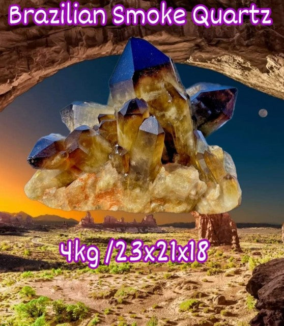 Gigantic Brazilian Dark Smoke Quartz Cluster 4kg - 23x21x18cm