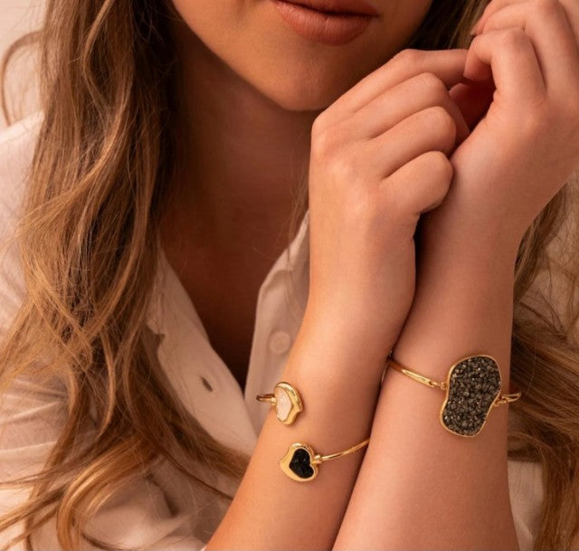 2025 Brazil Gem Freeform 18K Gold Plated Bracelet w/ Natural Selenite Gemstone