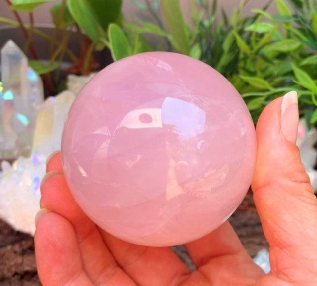 XL Rosenkvarts Sphere ( Kule ) AAA Kvalitet, ca. 80 - 85mm, 0.8 - 1.0kg